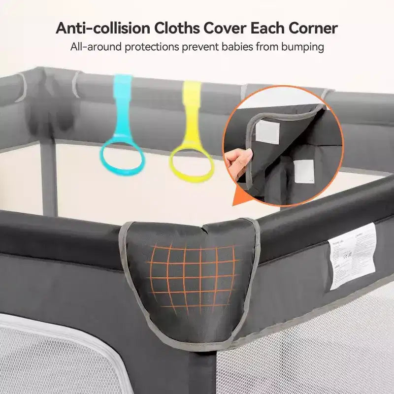 GOTGELIF 74x50 4-Panel Baby Playpen Spacious & Secure Portable Playard
