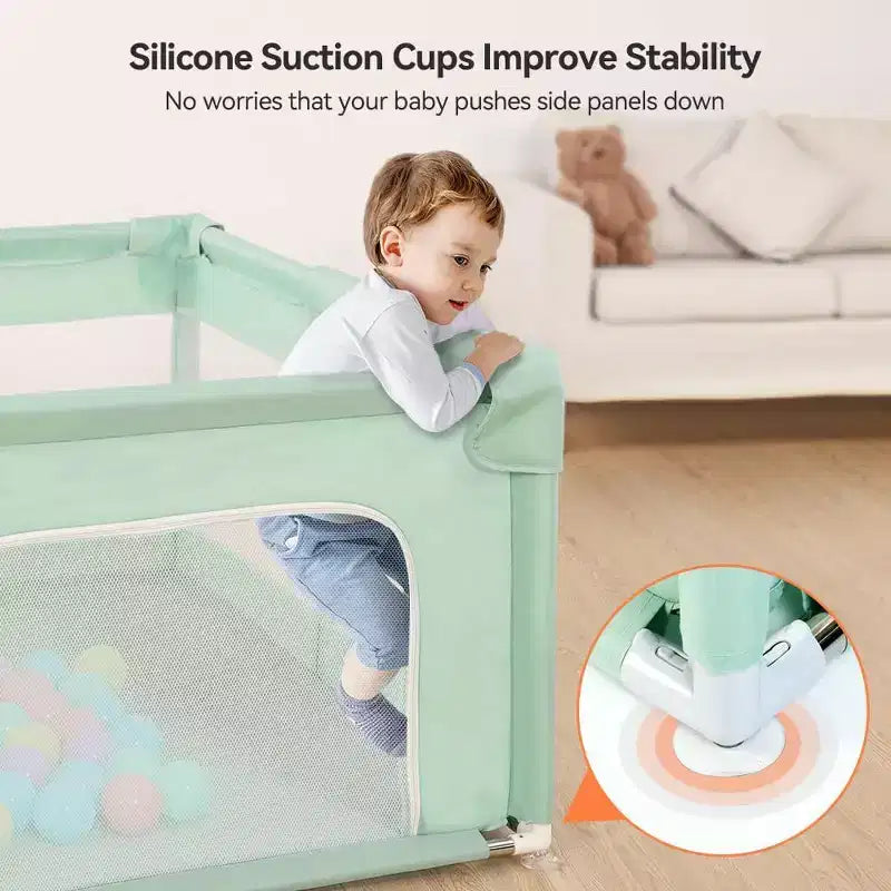 GOTGELIF 74x50 4-Panel Baby Playpen Spacious & Secure Portable Playard