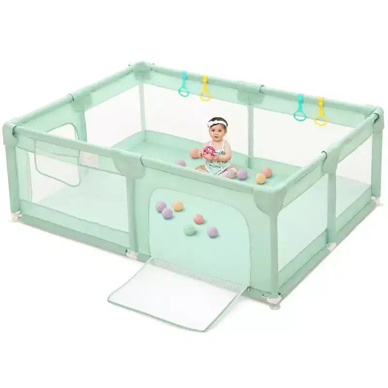 GOTGELIF 74x50 4-Panel Baby Playpen Spacious & Secure Portable Playard