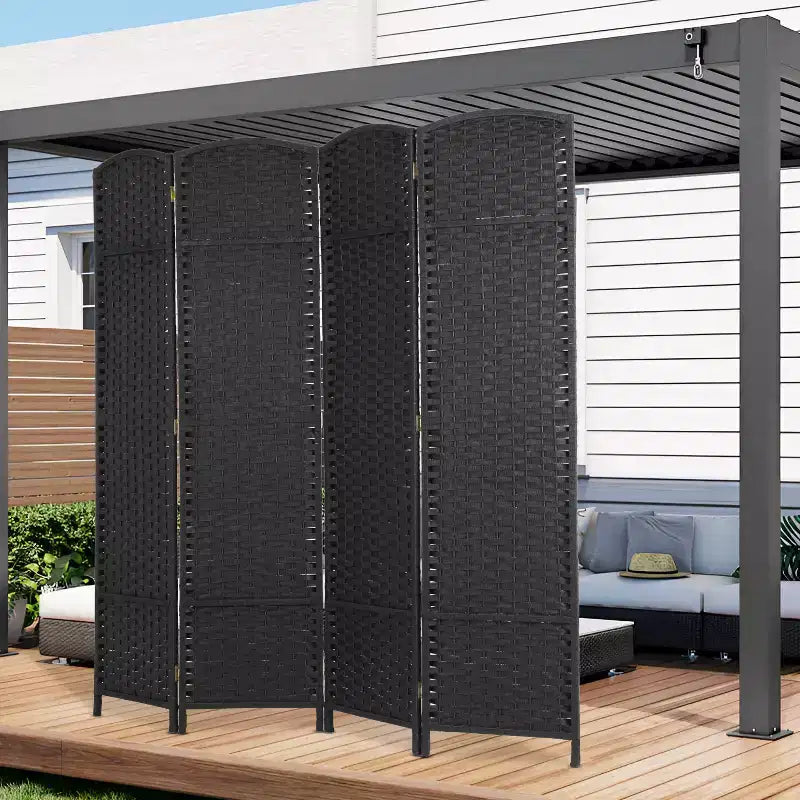 FDW Round Top Woven Room Divider 4/6/8-Panel Foldable Partition Screen for Home Office