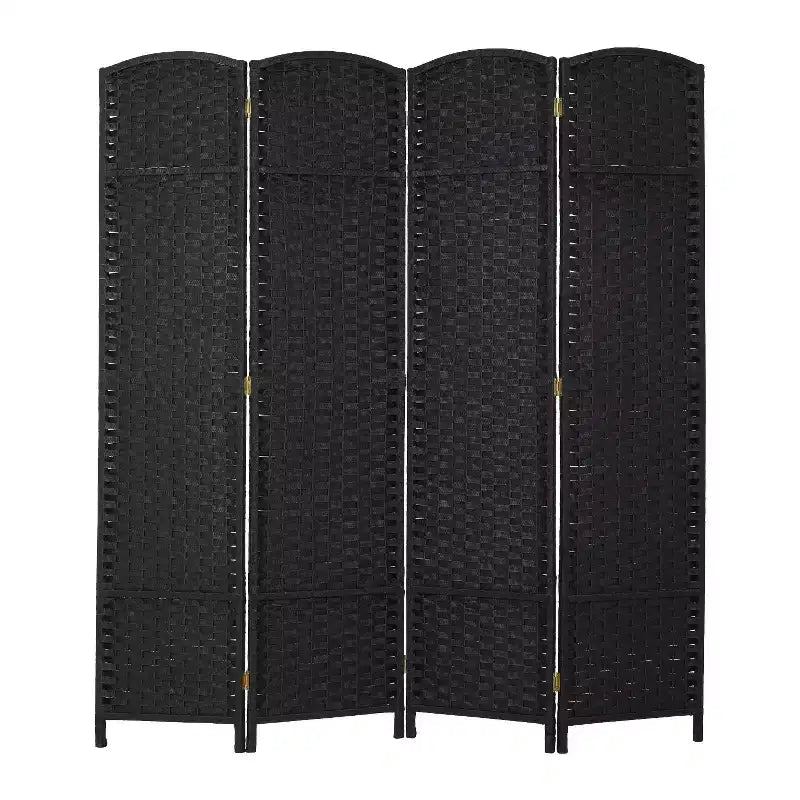 FDW Round Top Woven Room Divider 4/6/8-Panel Foldable Partition Screen for Home Office