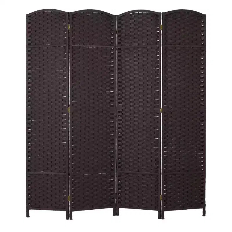 FDW Round Top Woven Room Divider 4/6/8-Panel Foldable Partition Screen for Home Office