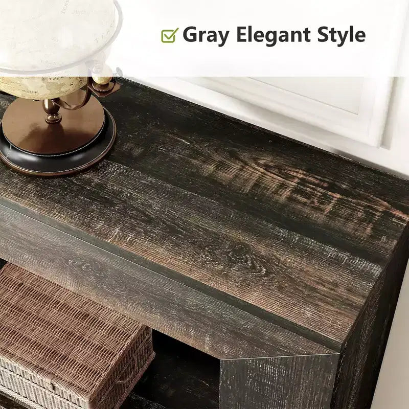MAYEERTY Farmhouse Rustic Wood Grain Console Table with Vintage Simple Charm