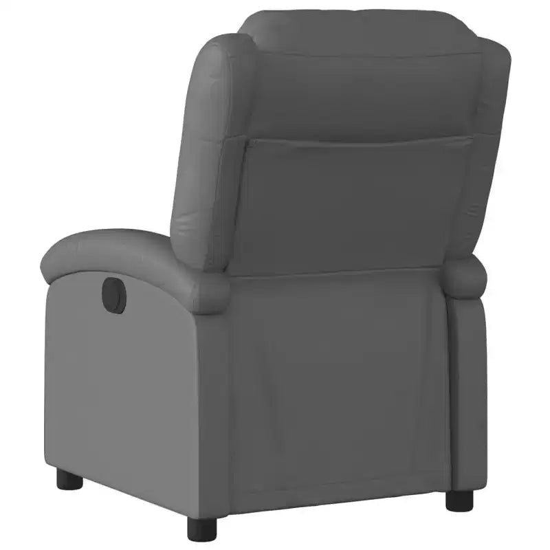 VidaXL Manual Recliner Chair with Adjustable Back/Footrest, Gray Faux Leather Reclining Sofa for Ultimate Comfort