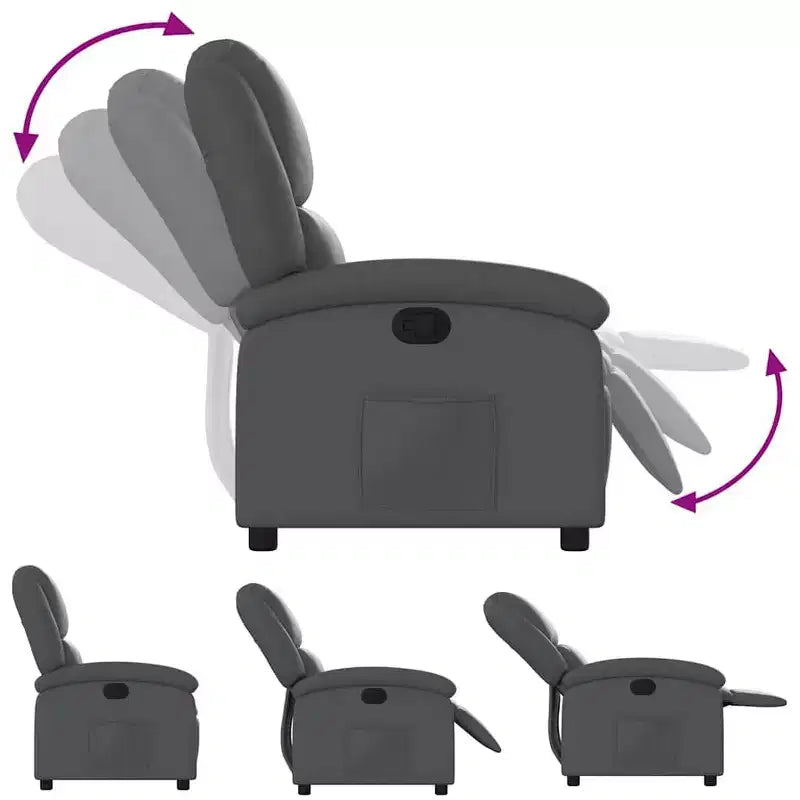 VidaXL Manual Recliner Chair with Adjustable Back/Footrest, Gray Faux Leather Reclining Sofa for Ultimate Comfort