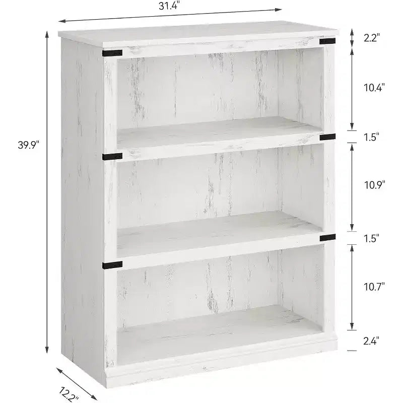 3 Tier Bookcase, Freestanding Wooden Bookshelf Storage Organizer Display Shelf, for Display of Books & Home Decor