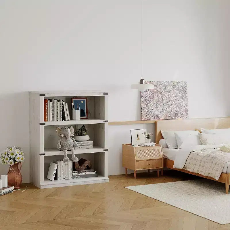 3 Tier Bookcase, Freestanding Wooden Bookshelf Storage Organizer Display Shelf, for Display of Books & Home Decor