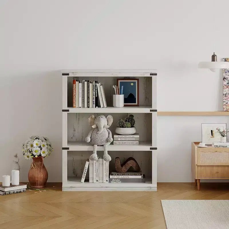 3 Tier Bookcase, Freestanding Wooden Bookshelf Storage Organizer Display Shelf, for Display of Books & Home Decor