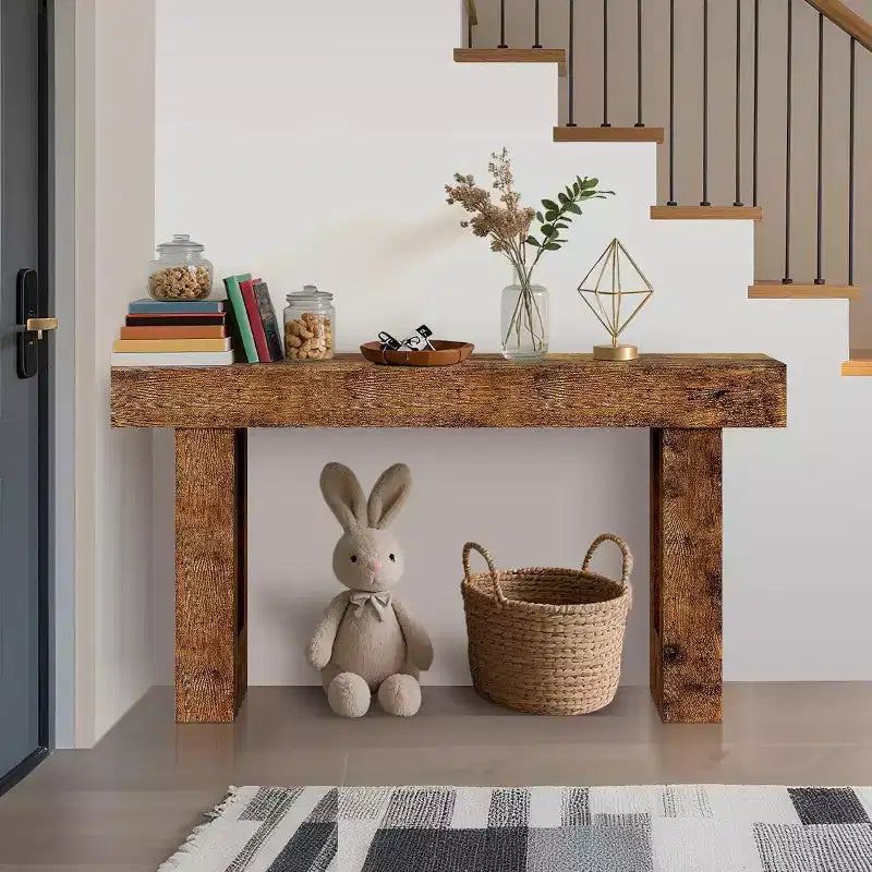 63 Farmhouse Console Table, Long Sofa Table Behind Couch, Wooden Entryway Table