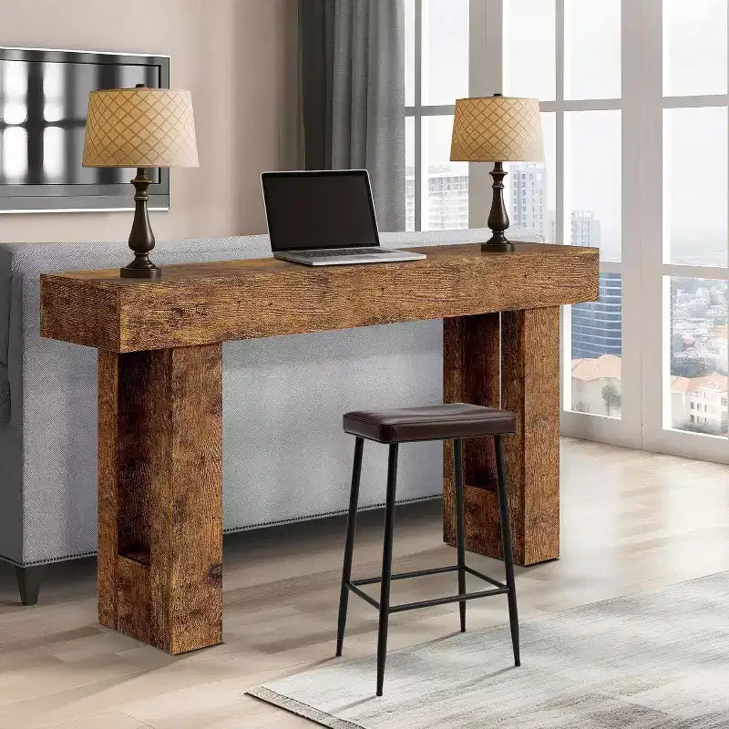 63 Farmhouse Console Table, Long Sofa Table Behind Couch, Wooden Entryway Table