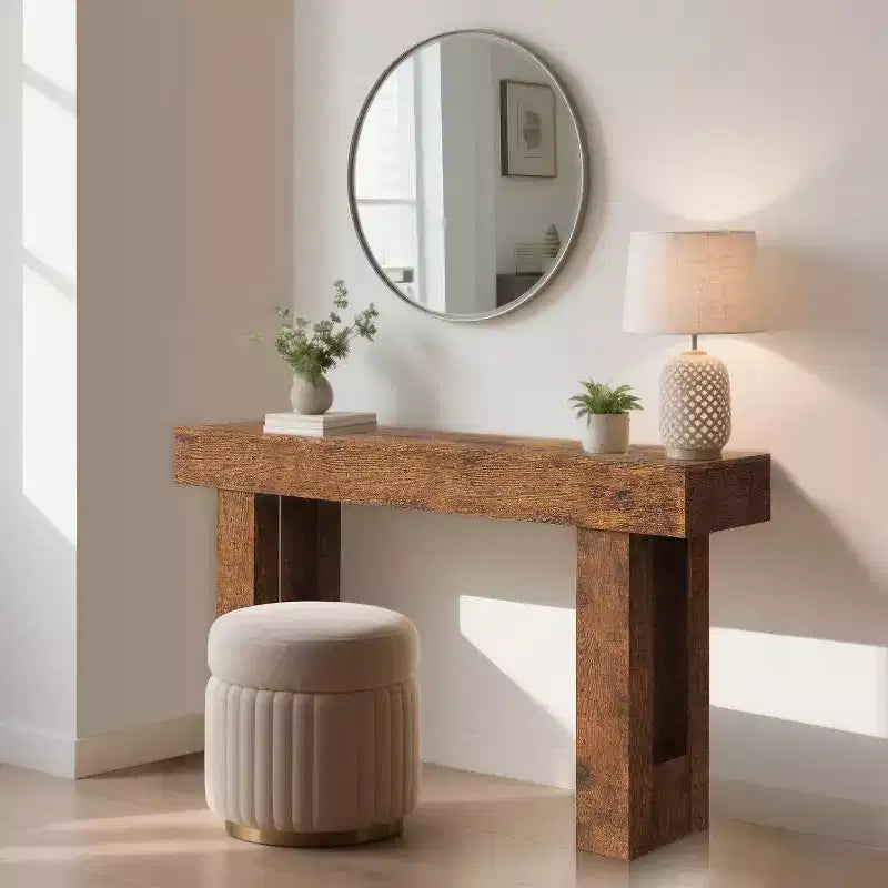 63 Farmhouse Console Table, Long Sofa Table Behind Couch, Wooden Entryway Table
