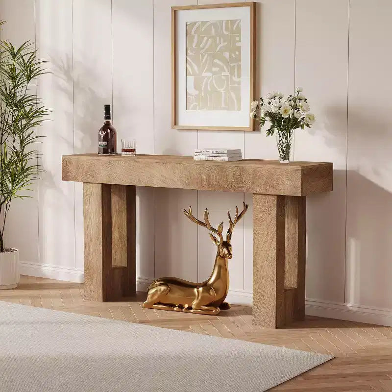 63 Farmhouse Console Table, Long Sofa Table Behind Couch, Wooden Entryway Table
