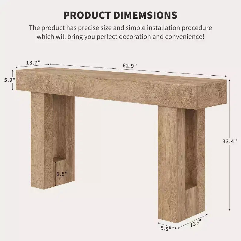63 Farmhouse Console Table, Long Sofa Table Behind Couch, Wooden Entryway Table