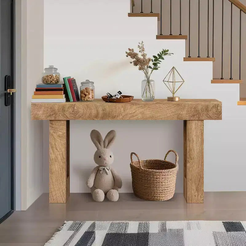 63 Farmhouse Console Table, Long Sofa Table Behind Couch, Wooden Entryway Table