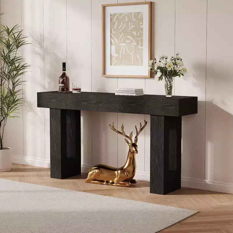 63 Farmhouse Console Table, Long Sofa Table Behind Couch, Wooden Entryway Table