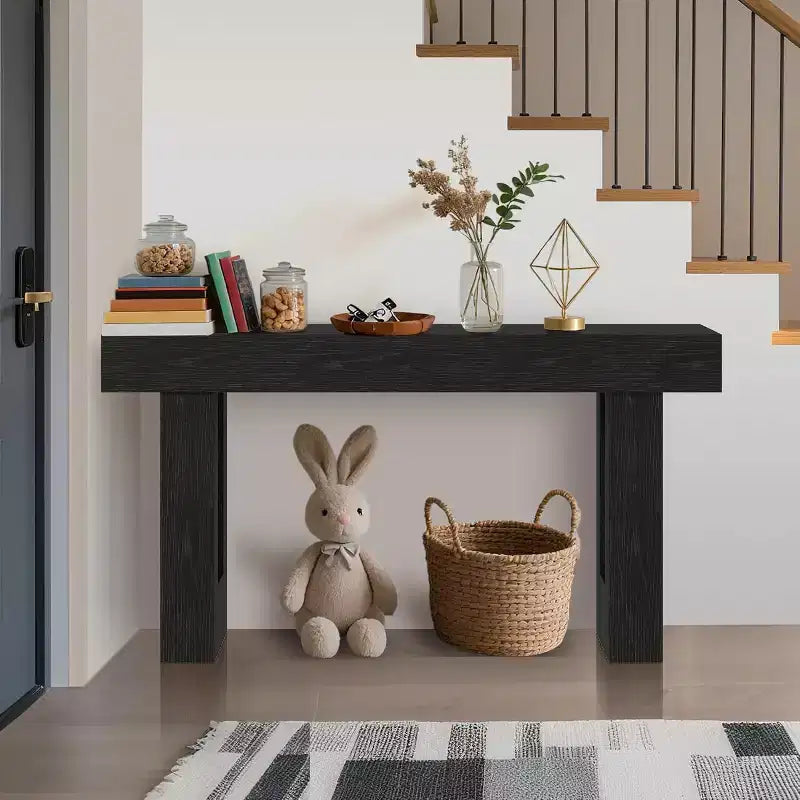 63 Farmhouse Console Table, Long Sofa Table Behind Couch, Wooden Entryway Table
