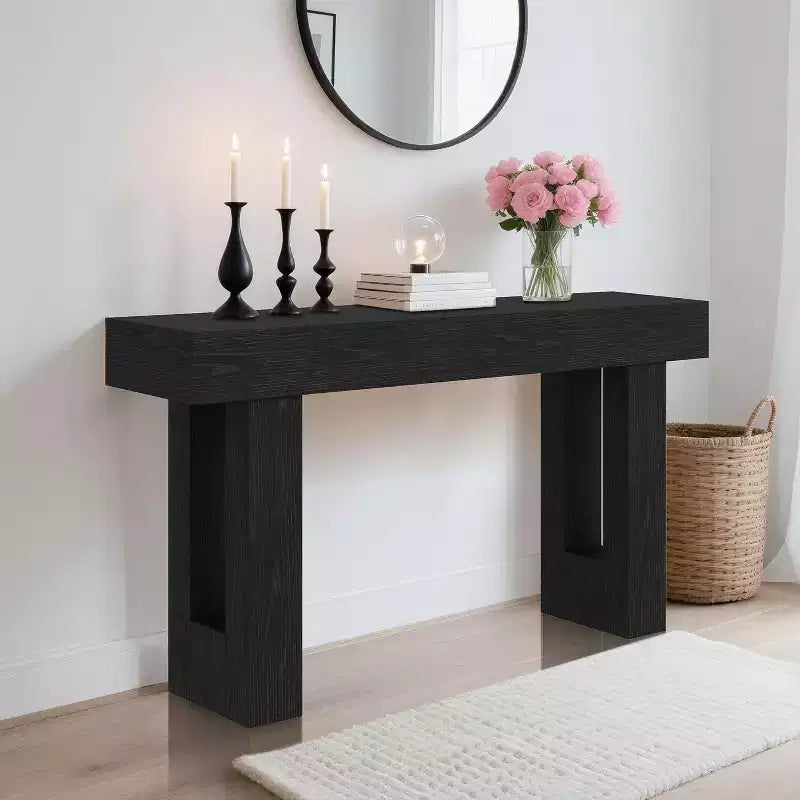 63 Farmhouse Console Table, Long Sofa Table Behind Couch, Wooden Entryway Table