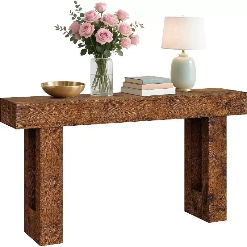 63 Farmhouse Console Table, Long Sofa Table Behind Couch, Wooden Entryway Table