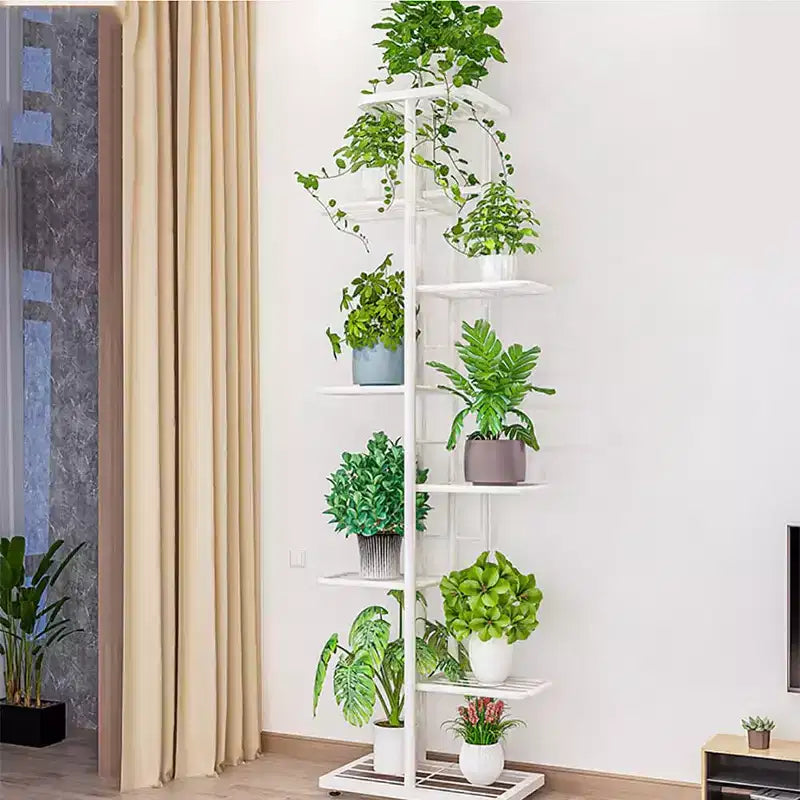 GustoWave Plant Stand Indoor, 8 Tier Tall Metal Plant Stand Shelf for Indoor Plants Multiple, 141CM Large Corner Shelves Display Shelving