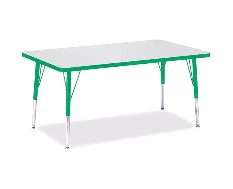 Jonti-Craft Berries Elementary Height Color Edge Rectangle Table (30 x 48) in Green