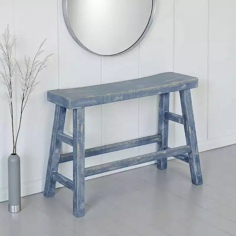 Royal Hampton 33 Wide Bar Height Bench | Trestle Legs with Footrests | Mahogany Wood