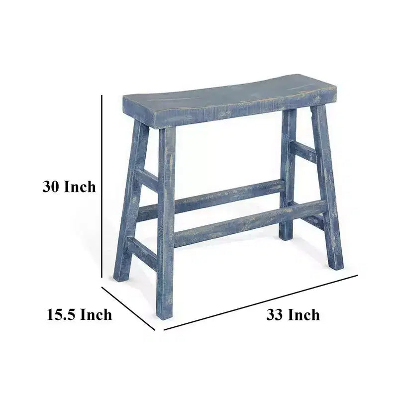 Royal Hampton 33 Wide Bar Height Bench | Trestle Legs with Footrests | Mahogany Wood