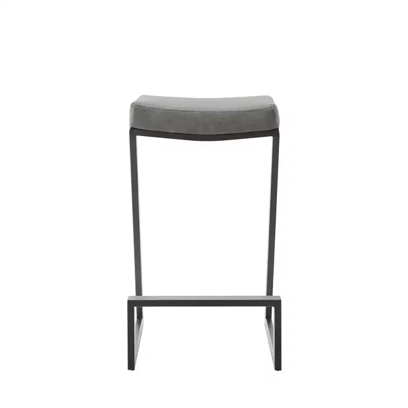 HomeRoots 26 Gray and Black Faux Leather and Iron Backless Counter Height Bar Chair