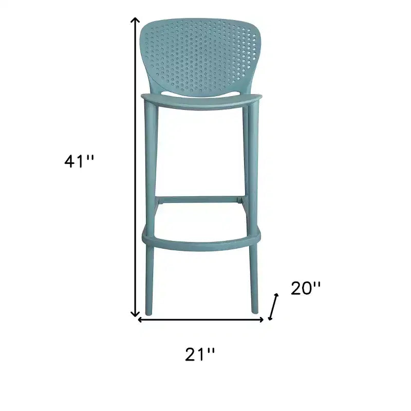 HomeRoots Set of Four 30 Green Heavy Duty Plastic Low Back Bar Height Bar Chairs