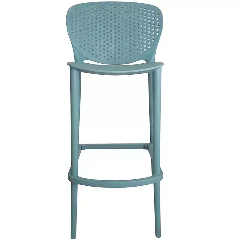 HomeRoots Set of Four 30 Green Heavy Duty Plastic Low Back Bar Height Bar Chairs