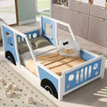 Okak Twin/Full Platform Bed Frame with Wheels Classic Car-Shaped Bed with Rails for Kids Noise-Free Strong Wood Slats Easy Assembly, White