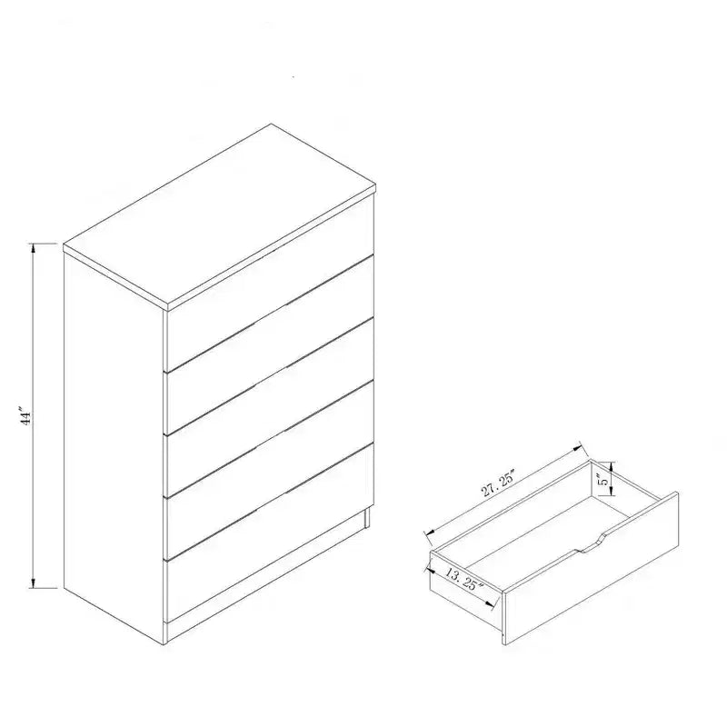 Okak Modern Minimalist 5-Drawer Tall Bedroom Dressers with Metal Handles & Locking Top Drawer,Chest of Drawers for Bedroom,Entryway