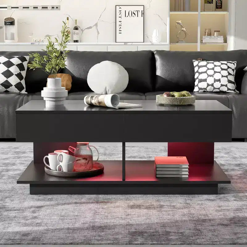 Zeus & Ruta Adjustable Lift-Top Coffee Table with Hidden Storage, Expandable from 41.3 to 76.7, Multi-Functional Centerpiece for Living Room