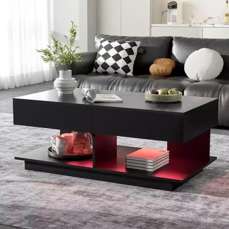 Zeus & Ruta Adjustable Lift-Top Coffee Table with Hidden Storage, Expandable from 41.3 to 76.7, Multi-Functional Centerpiece for Living Room