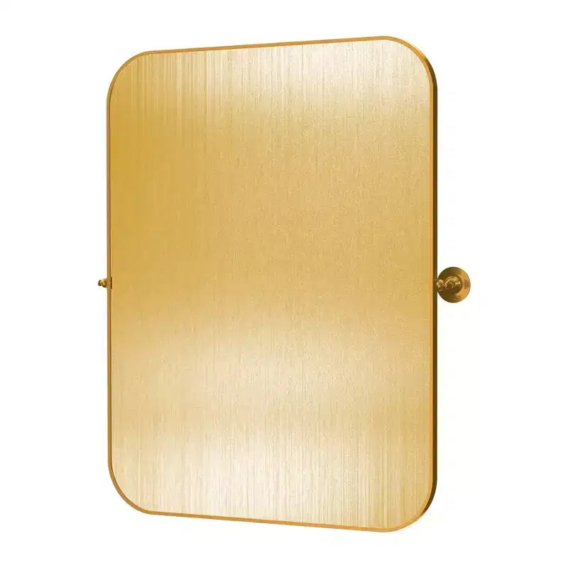 MAYEERTY 91x61x4cm Miroir suspendu rectangulaire arrondi en fer forgé doré