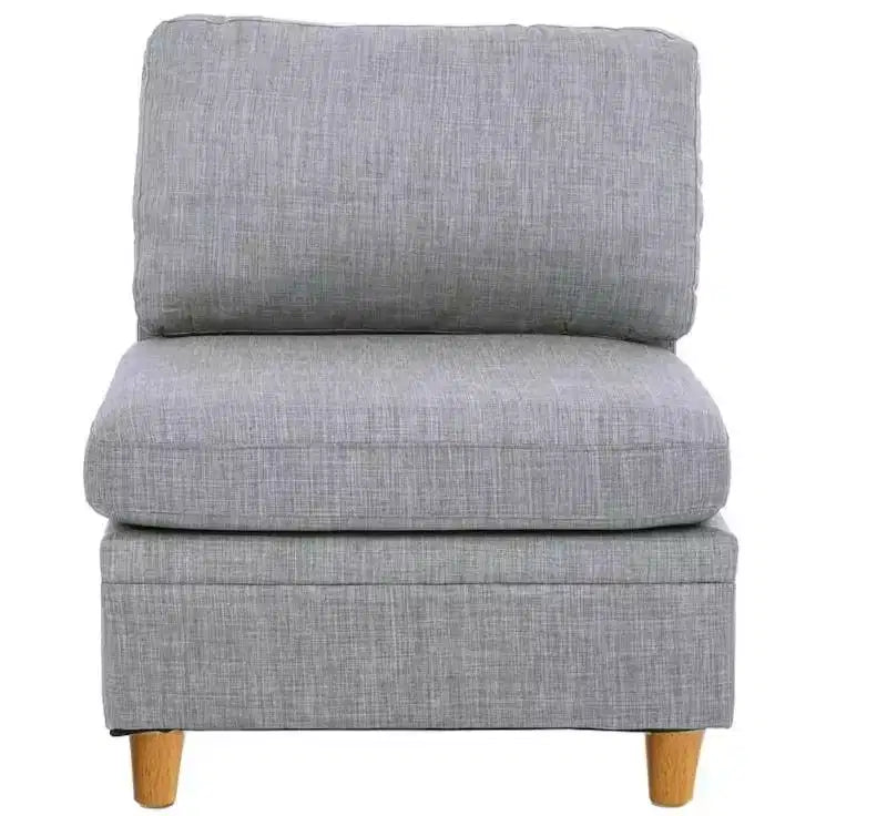 Okak Modern Convertible Sectional Sofa Couch with 2 Corner Wedges, 1 Armless Chairs, 2 Ottomans, Dorris Fabric 5pc Modular Sofa for Living Room