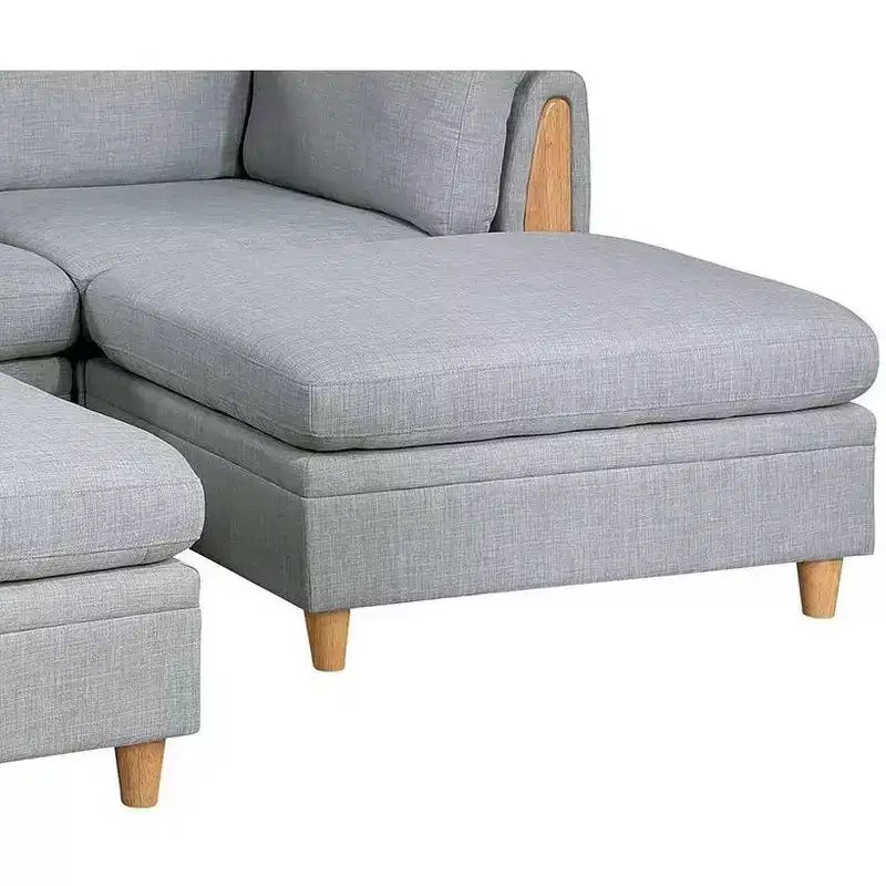 Okak Modern Convertible Sectional Sofa Couch with 2 Corner Wedges, 1 Armless Chairs, 2 Ottomans, Dorris Fabric 5pc Modular Sofa for Living Room