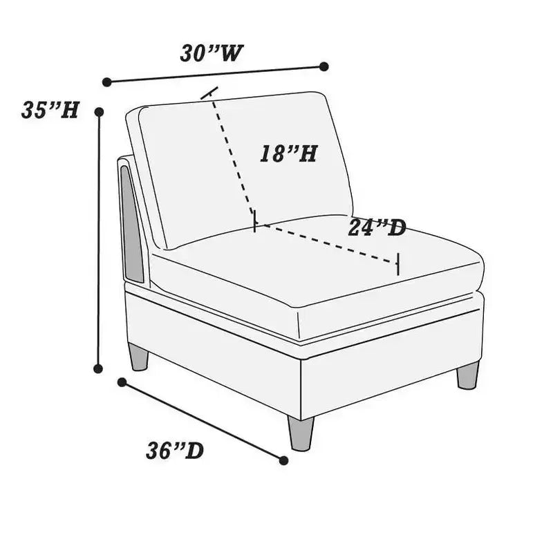 Okak Modern Convertible Sectional Sofa Couch with 2 Corner Wedges, 1 Armless Chairs, 2 Ottomans, Dorris Fabric 5pc Modular Sofa for Living Room