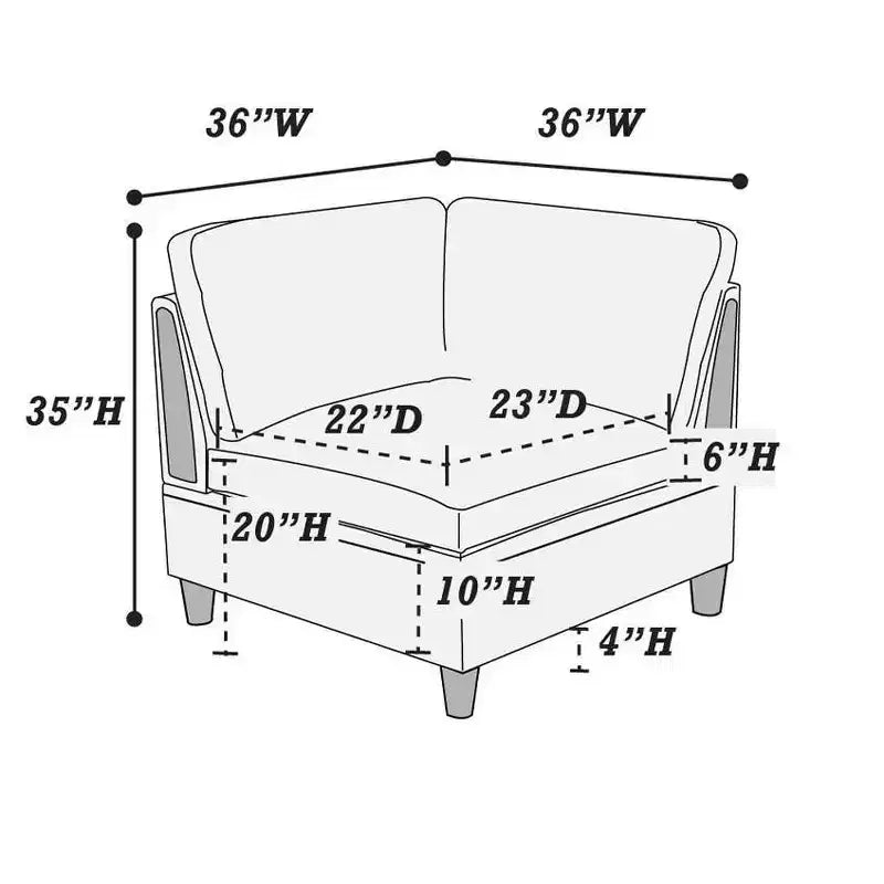 Okak Modern Convertible Sectional Sofa Couch with 2 Corner Wedges, 1 Armless Chairs, 2 Ottomans, Dorris Fabric 5pc Modular Sofa for Living Room