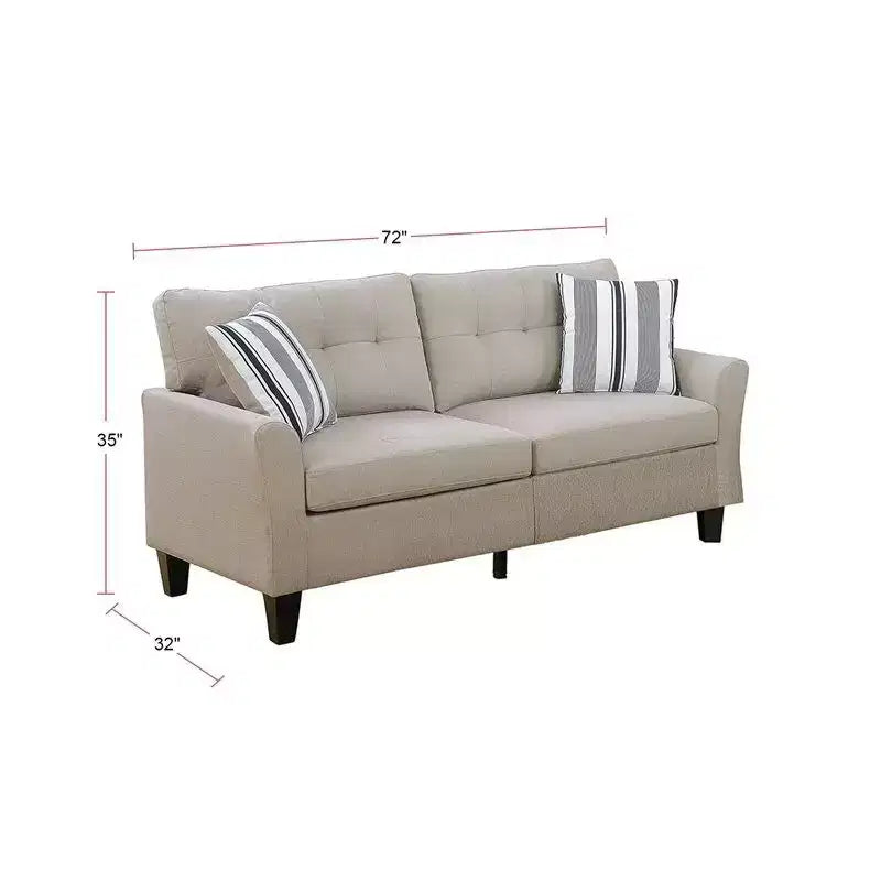 Okak Modern Sofa Set 2pc with Thick Cushion, Solid Pine Legs Loveseat Upholstered Couch for Apartments, living Room