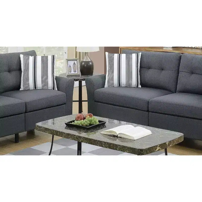 Okak Modern Sofa Set 2pc with Thick Cushion, Solid Pine Legs Loveseat Upholstered Couch for Apartments, living Room