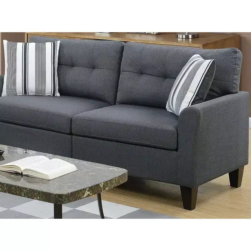 Okak Modern Sofa Set 2pc with Thick Cushion, Solid Pine Legs Loveseat Upholstered Couch for Apartments, living Room