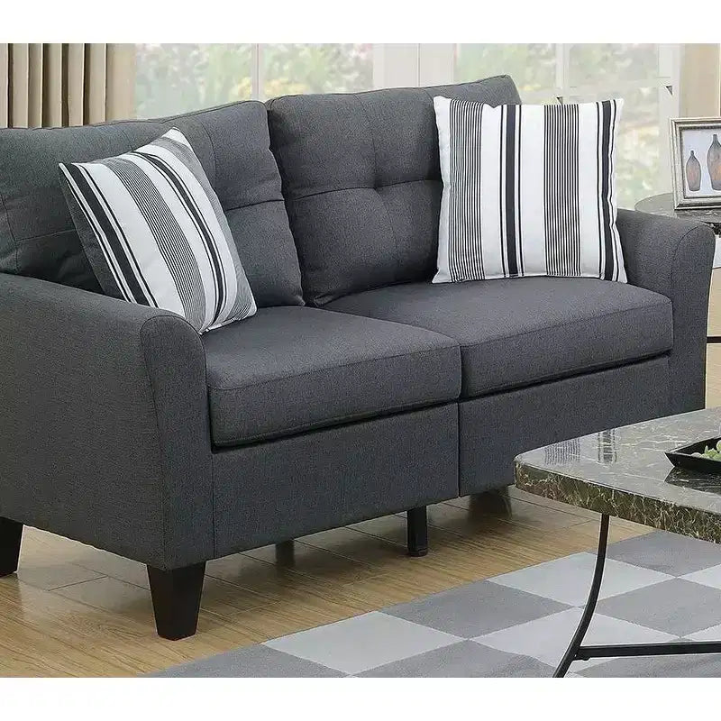 Okak Modern Sofa Set 2pc with Thick Cushion, Solid Pine Legs Loveseat Upholstered Couch for Apartments, living Room