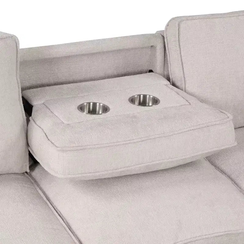 Okak Luxury U-Shaped Sectional Sofa Couch with Hidden Storage Box, 3 Seat Upholstered Sofa W/2 Cup Holder,USB Port for Living Room,Apartment