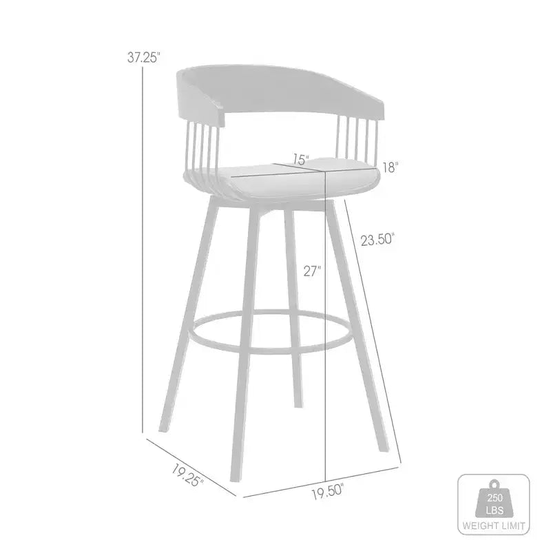 HomeRoots 27 Light Gray and Black Fabric with Metal Swivel Counter Height Bar Chair