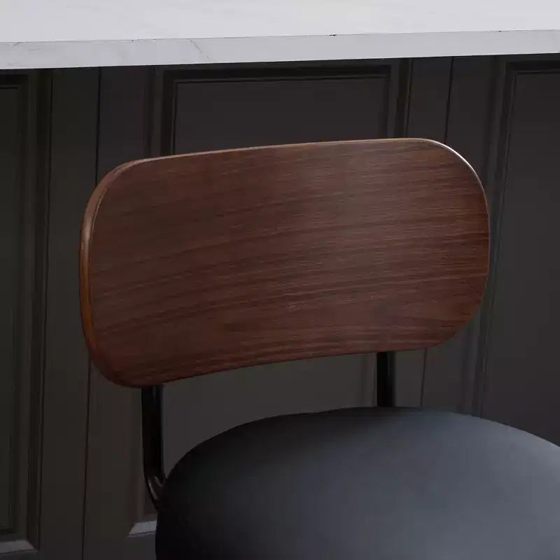 Vatros Swivel Bar Stools Set of 2, 26 Upholstered Faux Leather Counter Height Barstools with Walnut Back & Bentwood Legs