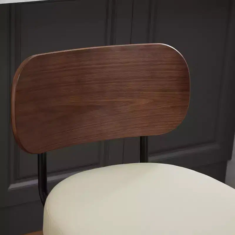 Vatros Swivel Bar Stools Set of 2, 26 Upholstered Faux Leather Counter Height Barstools with Walnut Back & Bentwood Legs