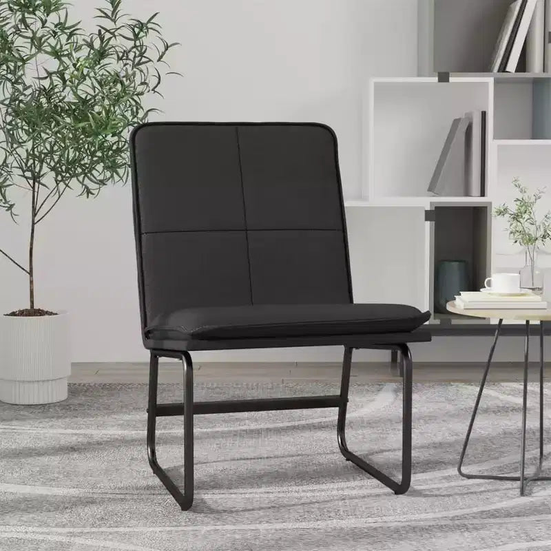 vidaXL Chaise longue - Similicuir noir, métal et contreplaqué Fauteuil d'appoint sans accoudoirs pour salon