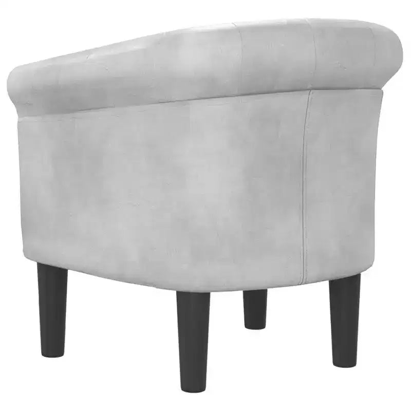 vidaXL Stylish Tub Chair - Single, Silver Faux Leather, Foam, Pinewood & Plywood for Living Room or Office