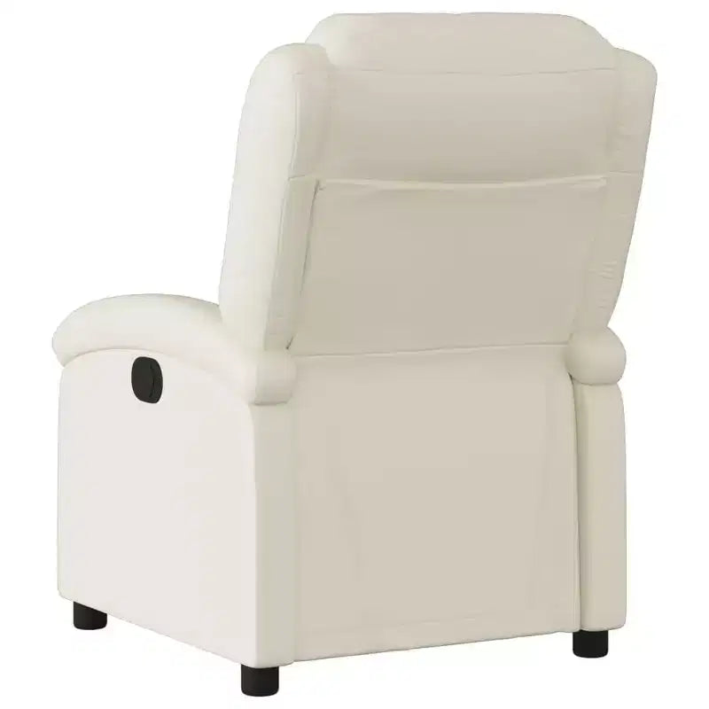 Fauteuil inclinable en similicuir crème vidaXL - Fauteuil inclinable à oreilles pour personnes âgées avec fonction manuelle, siège rembourré et poche latérale