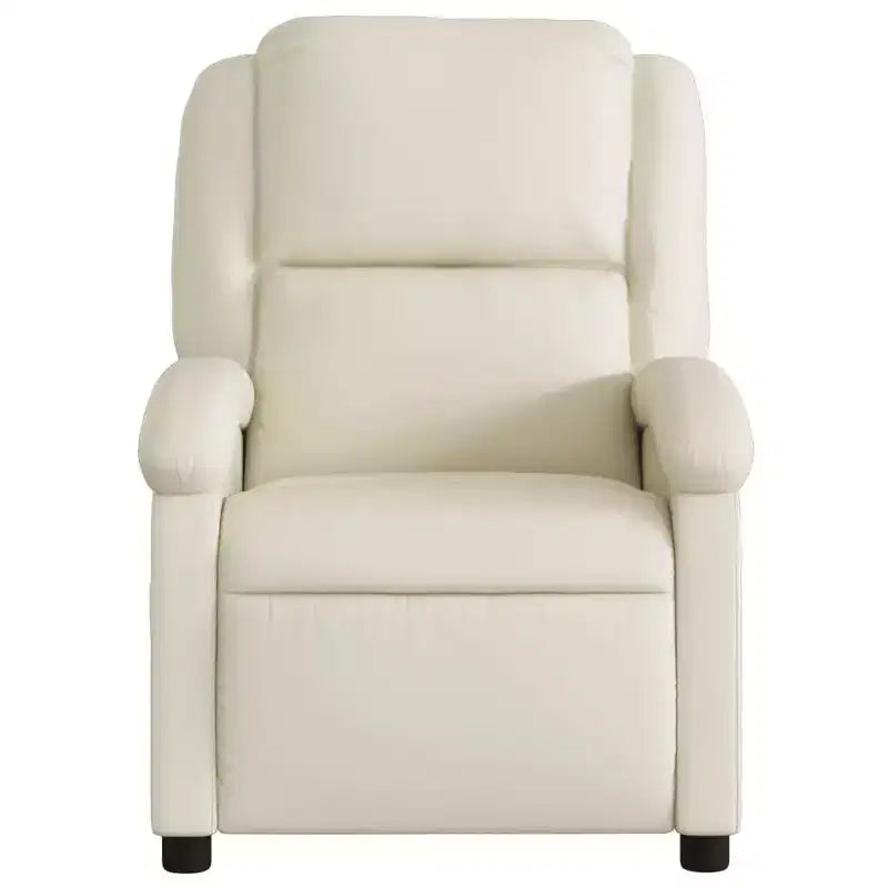 Fauteuil inclinable en similicuir crème vidaXL - Fauteuil inclinable à oreilles pour personnes âgées avec fonction manuelle, siège rembourré et poche latérale